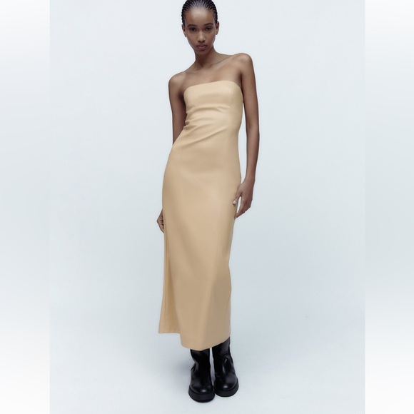 ZARA BLOGGERS FAV FAUX LEATHER DRESS - Picture 7 of 9